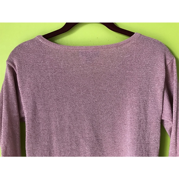 AGC Ribbed Hem Sequined Rose Pink Top PS - Picture 5 of 8